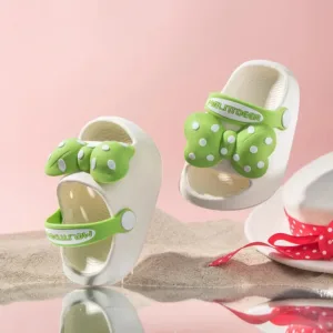 Mini Fashion– Vrolijk&Veilig– Polka Strand Slippers Groen / 170 (4–5 jaar) | Educatief Speelgoed