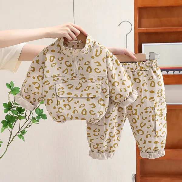 Mini Fashion™ - Coole Luipaard Print - 2-Delige Kledingset Beige / 100 (3 jaar) | Educatief Speelgoed - Afbeelding 1
