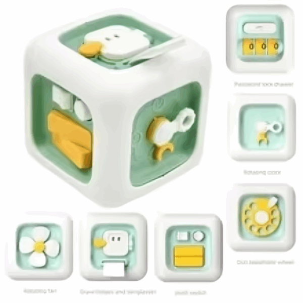Cube Senses Toy™ - Leerzaam&Leuk - Kubus Zintuigen Speelgoed Donkergroene kubus | Educatief Speelgoed - Afbeelding 1