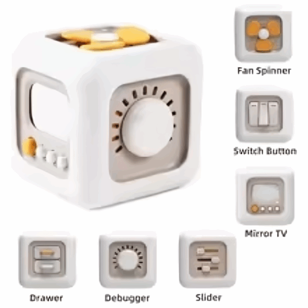 Cube Senses Toy™ - Leerzaam&Leuk - Kubus Zintuigen Speelgoed Beige kubus | Educatief Speelgoed - Afbeelding 1
