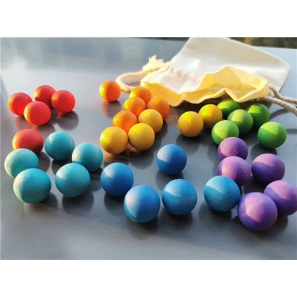 Rainbow Balls™ – Houten Ballen Regenboog 35 stuks (Ø 3.5cm) | Educatief Speelgoed - Afbeelding 1
