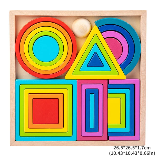 image_310_Rainbow_Nesting_Stacking_Toy_Diy_Montessori_Wooden_Building_Blocks_Balance_Game_Geometric_Creative_Educational_Toys_Kids_Gifts_6 Woods™ - Kleurrijke Verkenningen - Regenboog Stapelspeelgoed Groot | Educatief Speelgoed - Afbeelding 1