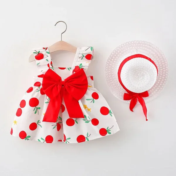 Mini Fashion™ – Zoet&Zomers– Fruit Jurk (incl. GRATIS strohoed) Rood / 110 (2–3 jaar) | Educatief Speelgoed - Afbeelding 1