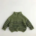 Mini Fashion™ - Eenvoudige Rits - Kinder Zipper Trui Groen / 92 (2 jaar) | Educatief Speelgoed