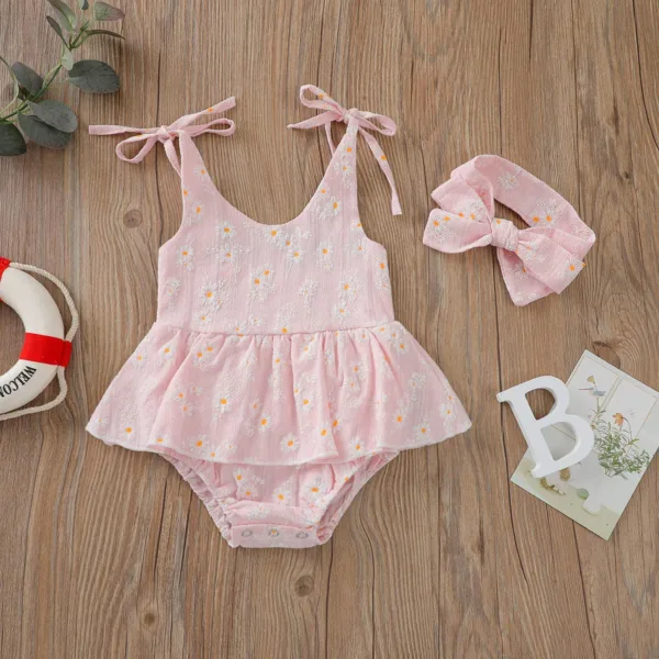 Mini Fashion™ - Zomer Jurk&Haarband Roze / 70 (6-9 maanden) | Educatief Speelgoed - Afbeelding 1