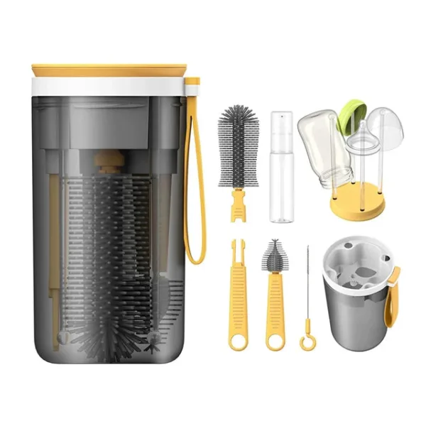 Bottle Cleaning Kit™ - Handig voor onderweg - Baby flessenborstel&reiniger Geel | Educatief Speelgoed - Afbeelding 1