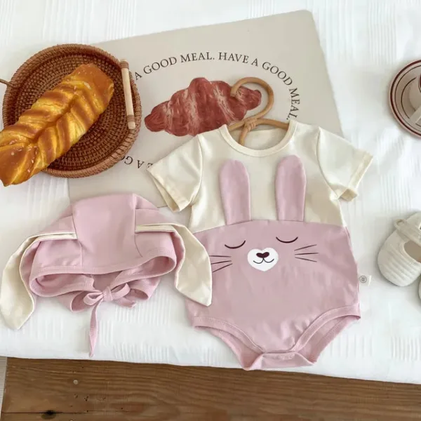 Mini Fashion™ - Comfortabel Katoen - Babysuit Roze - Korte mouwen / 73(6-12 maanden) | Educatief Speelgoed - Afbeelding 1