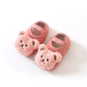 Mini Fashion™ - Warm&Zacht - Kinder Slofjes Roze Beer / 19 (6-9 maanden) | Educatief Speelgoed
