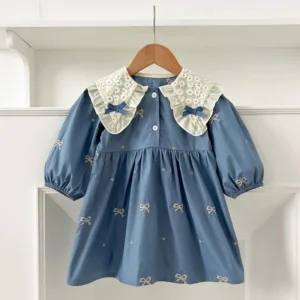Mini Fashion™ - Sprookjes&Stijl - Baby Jurkje Blauw / 90  (2-3 Jaar) | Educatief Speelgoed