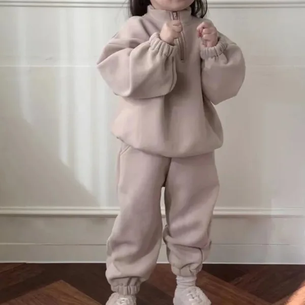 Mini Fashion™ - Zipper Fleece Trainingspak Beige / 80 (12-18 maanden) | Educatief Speelgoed - Afbeelding 1