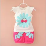 Mini Fashion™ - Vrolijke Avonturen - Katoenen Zomersetje Wit/Roze / 98 (3-4 jaar) | Educatief Speelgoed