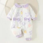 Mini Fashion™ - Comfi&Trendy - Jumpsuit Pyjama Paars - Strikjes / 80 (9-12 maanden) | Educatief Speelgoed
