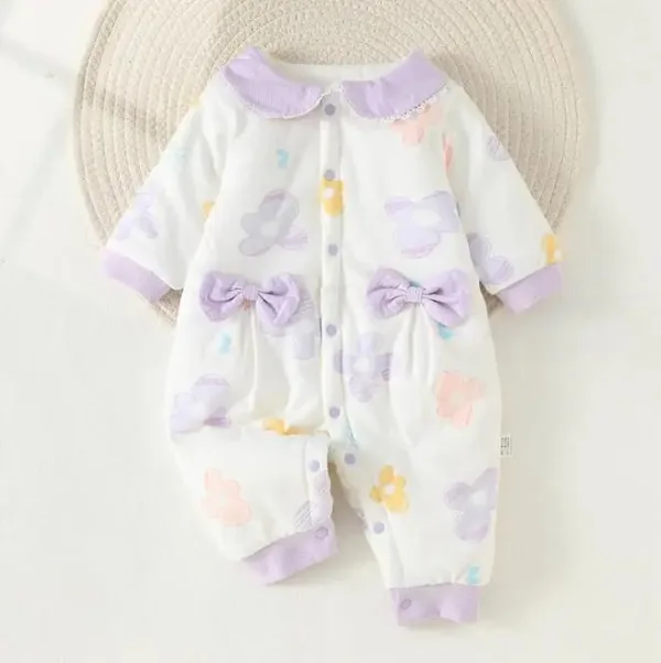 Mini Fashion™ - Comfi&Trendy - Jumpsuit Pyjama Paars - Strikjes / 80 (9-12 maanden) | Educatief Speelgoed - Afbeelding 1