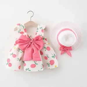 Mini Fashion™ – Zoet&Zomers– Fruit Jurk (incl. GRATIS strohoed) Roze / 110 (2–3 jaar) | Educatief Speelgoed