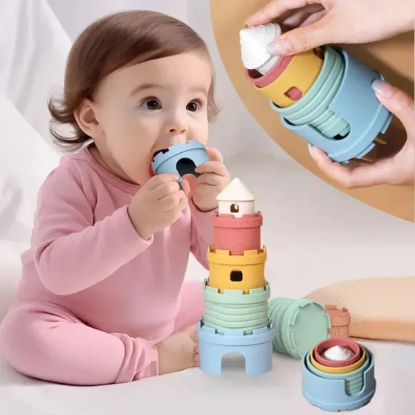 Stack&Learn™ – Slim Stapelplezier – Stapeltoren Kasteel | Educatief Speelgoed - Afbeelding 1