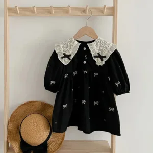 Mini Fashion™ - Sprookjes&Stijl - Baby Jurkje Zwart / 110 (4-5 Jaar) | Educatief Speelgoed