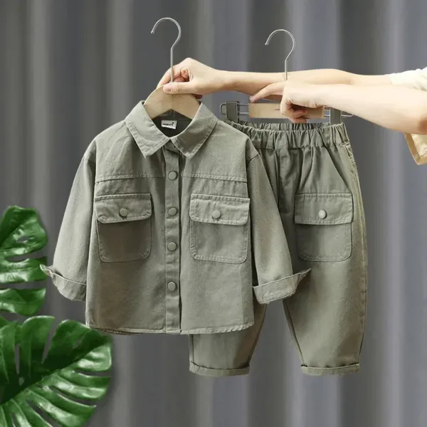 Mini Fashion™ - Zacht&Comfortabel - 2-Delige Denim Herfstset Groen / 100 (3 jaar) | Educatief Speelgoed - Afbeelding 1