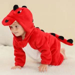 Mini Fashion™ – Dieren Dromenland – Kinder Dieren Onesie Rode draak / 80 (6-12 maanden) | Educatief Speelgoed