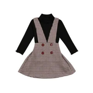 Mini Fashion™ - Schattig en Stijlvol - Tweedelige jurken set Zwart / 104 (3 - 4 Jaar) | Educatief Speelgoed