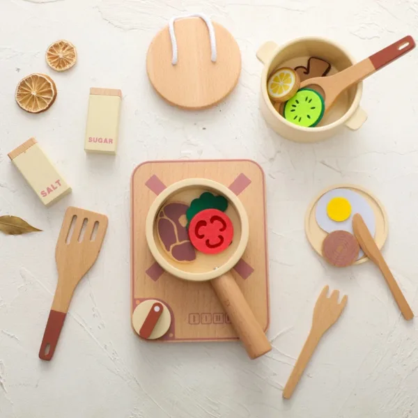 Woods™ - Mini-Chefs Aan Zet - Houten Speelkeuken Set | Educatief Speelgoed - Afbeelding 1