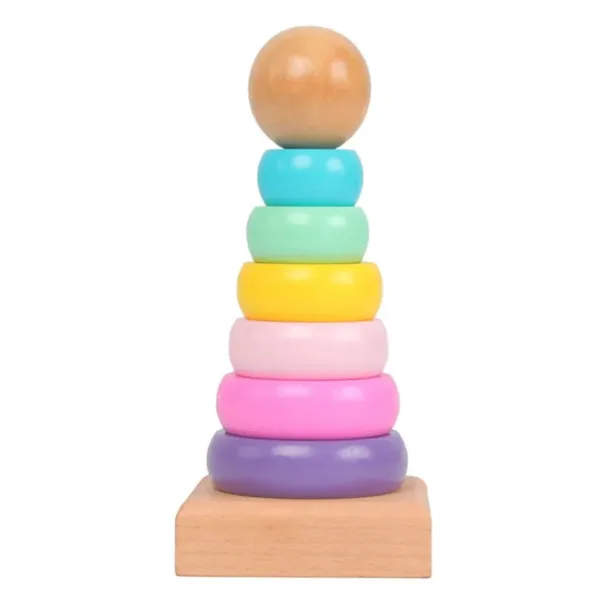 Rainbow Stacker™ – Kleurrijke Torenpret – Houten Satpeltoren Pastel | Educatief Speelgoed - Afbeelding 1