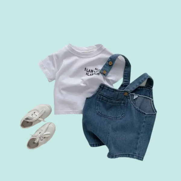Mini Fashion™ - Jongens Overal - Denim Kledingsetje 80 (6-12 Maanden) | Educatief Speelgoed - Afbeelding 1