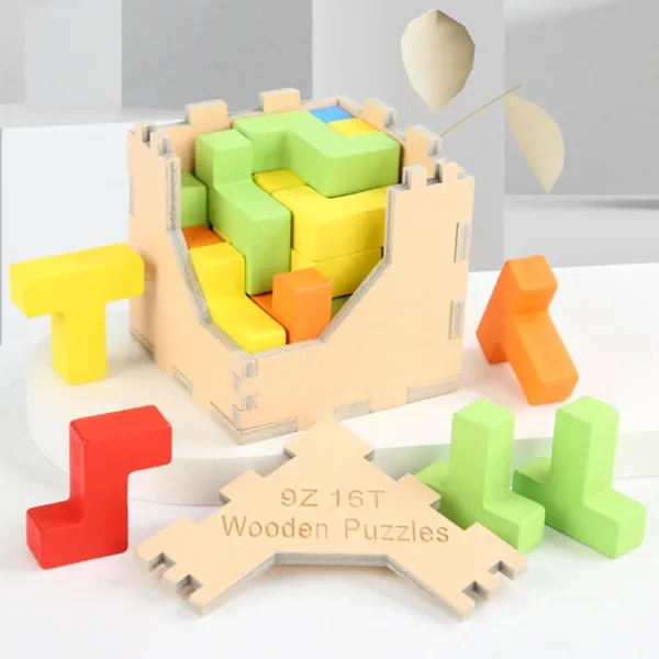 Woods™ - Train je brein - 3D Tetris Puzzel Z&T Blokjes | Educatief Speelgoed - Afbeelding 1