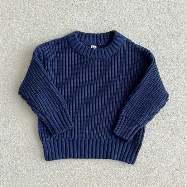 Mini Fashion™ - Super Zachte Stof - Gebreide Sweater Donker Blauw / 104 (4 jaar) | Educatief Speelgoed - Afbeelding 1