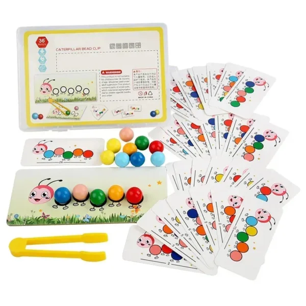 Wooden Clip Beads™ – Kleurrijke Beweegpret met Rups – Kleur&Motoriek Speelgoed | Educatief Speelgoed - Afbeelding 1