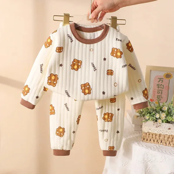 Mini Fashion™ - Ultrazachte Katoencomfort - Peuter Pyjama Bruin / 100 ( 2 jaar) | Educatief Speelgoed - Afbeelding 1