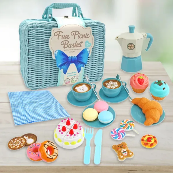Tea Party Set– Zoet&Chic– Picknick Speelgoed Set Blauw | Educatief Speelgoed - Afbeelding 1