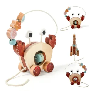 Crab Pull Toy™ – Spelen&Leren– Houten Krab | Educatief Speelgoed