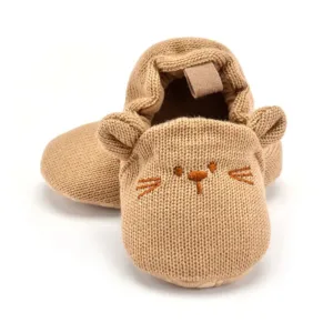 Mini Fashion™ - Anti-slip Zolen - Slofjes Bruin - Konijn / 16 (0-6 maanden) | Educatief Speelgoed