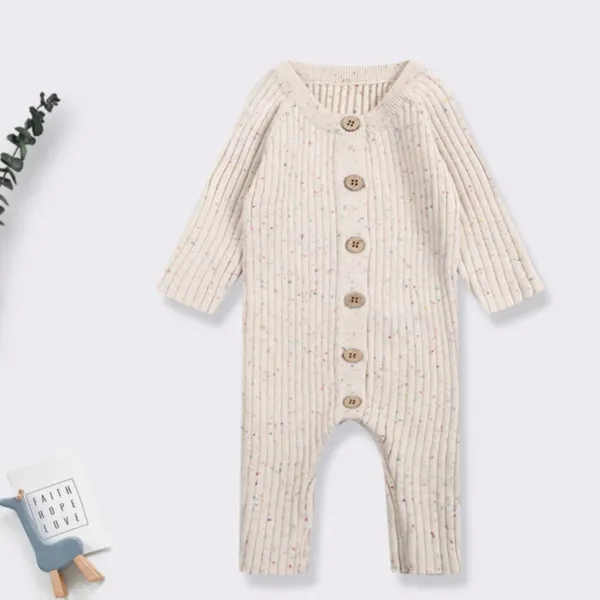 Mini fashion™ - Zachte'Knitted'Katoenen Stof - Gebreide Romper Beige / 90 (2 jaar) | Educatief Speelgoed - Afbeelding 1