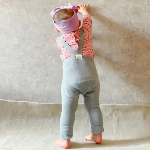 Mini Fashion™ - Zacht&Comfortabel - Kinder Legging met Bretels Licht Grijs / M (1-2 jaar) | Educatief Speelgoed