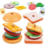 Woods™ - Smakelijk Stapelen - Sandwich Bouwspeelgoed Hamburger | Educatief Speelgoed