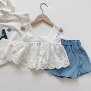 Mini Fashion™ - Schattige Meisjes Kantensetje Wit / 110 (4-5 jaar) | Educatief Speelgoed