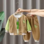 Mini Fashion™ - Casual Dino - 3-Delige set Bruin / 92 ( 2-3 jaar) | Educatief Speelgoed