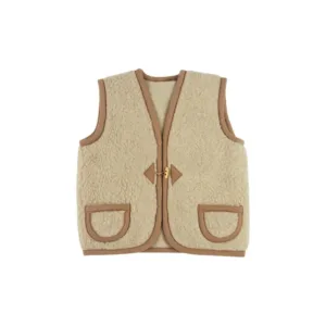 Mini Fashion™ - Warme Stof - Bodywarmer Vest Beige / 68 (3-6 maanden | Educatief Speelgoed