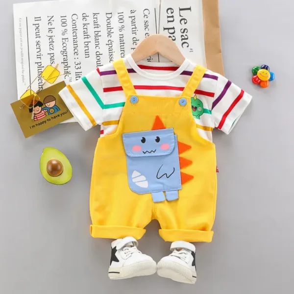 Mini Fashion™ - Stijl&Dino - Tuinbroek set Kinderen Geel / 80 (6-12 maanden) | Educatief Speelgoed - Afbeelding 1