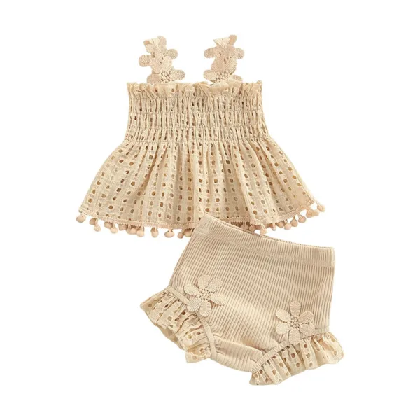 Mini Fashion™ - Speels&Luchtig - Zomer Set Meisje Crème / 85 (12–18 maanden) | Educatief Speelgoed - Afbeelding 1