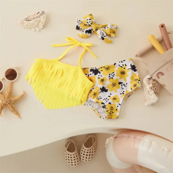 Mini Fashion™ - Meisjes Bikini (incl. Haarband) Geel / 70 (0-6 maanden) | Educatief Speelgoed - Afbeelding 1