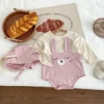 Mini Fashion™ - Comfortabel Katoen - Babysuit Roze - Lange mouwen / 66 (0-6 maanden) | Educatief Speelgoed