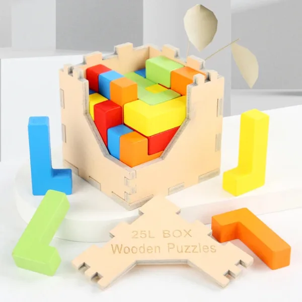 Woods™ - Train je brein - 3D Tetris Puzzel L Blokjes | Educatief Speelgoed - Afbeelding 1