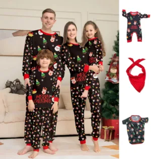 Mini Fashion™ - Voor Gezin + Huisdier - Kerst Pyjama Zwart / Hond - XL | Educatief Speelgoed