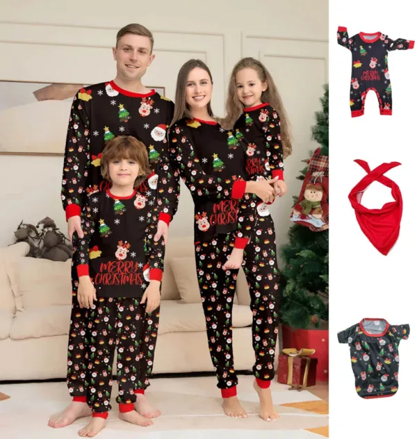 Mini Fashion™ - Voor Gezin + Huisdier - Kerst Pyjama Zwart / Hond - XL | Educatief Speelgoed - Afbeelding 1