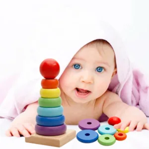 Rainbow Stacker™ – Kleurrijke Torenpret – Houten Satpeltoren Kleuren | Educatief Speelgoed