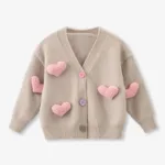 Mini Fashion™ - Trendy&Comfortabel - Hartjes Trui Khaki / 90 (2 jaar) | Educatief Speelgoed