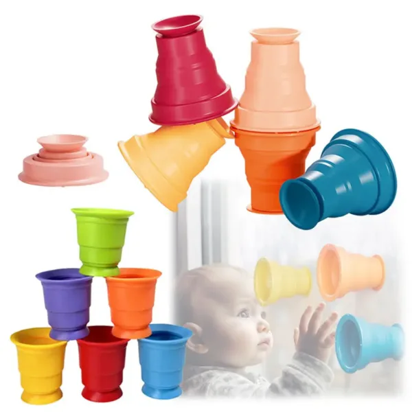 Rainbow Stacker Cups™ - Regenboog Stapelplezier - Stapelbekertjes Spel | Educatief Speelgoed - Afbeelding 1