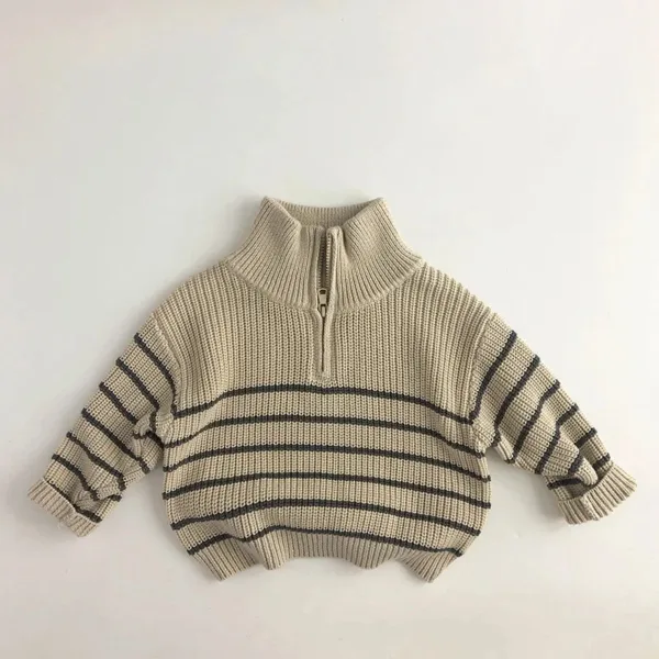 Mini Fashion™ - Eenvoudige Rits - Kinder Zipper Trui Beige / 110 (5 jaar) | Educatief Speelgoed - Afbeelding 1